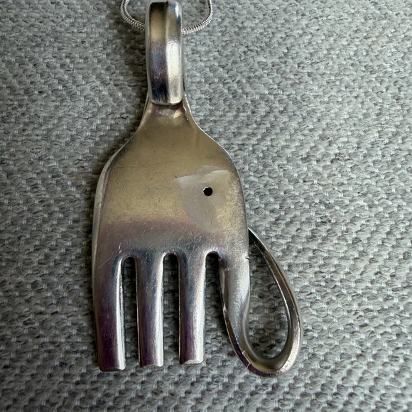 Silver Plated Elephant Fork Pendant Necklace - Picture 4 of 7
